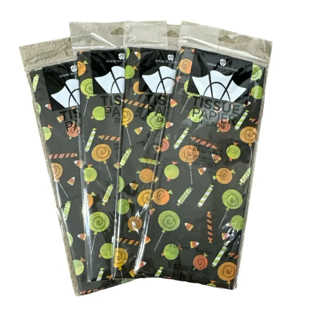 Halloween Black Gift Craft Wrapping Tissue Paper Candy Corn Lollipop Taffy